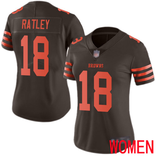 Cleveland Browns Damion Ratley Women Brown Limited Jersey #18 NFL Football Rush Vapor Untouchable->women nfl jersey->Women Jersey